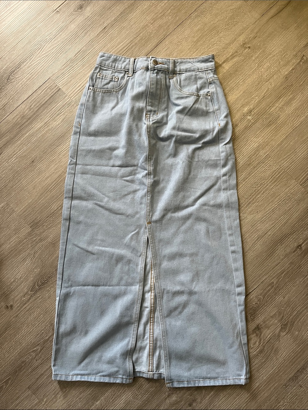 SHEIN Light Blue Denim Midi Skirt